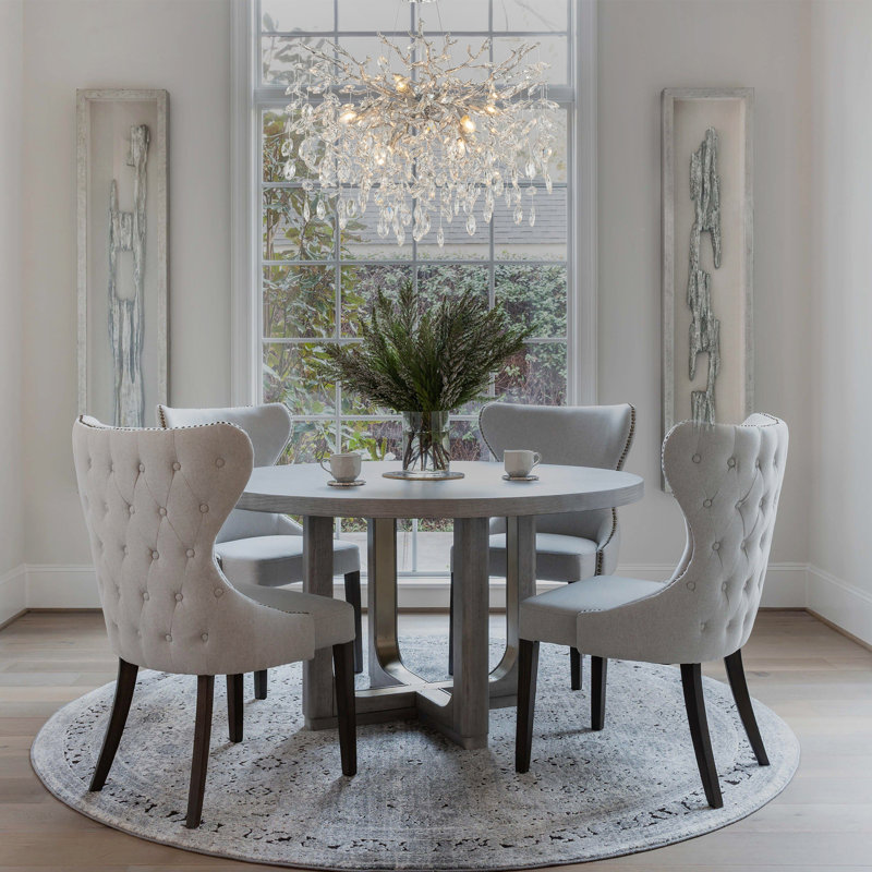 Abe 24" 9 - Light Dimmable Modern Tree Branch Crystal Chandelier For Dining Room, Silver
