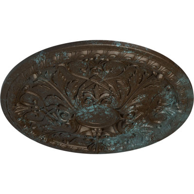 Endurathane Tristan Ceiling Medallion, 26"OD x 3"P (Fits Canopies up to 5 1/2"), Hand-Painted Bronze Blue Patina Finish