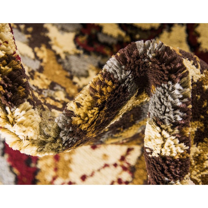 Eelijah Abstract Red/Cream Area Rug, Rectangle 2'2" x 3'1"