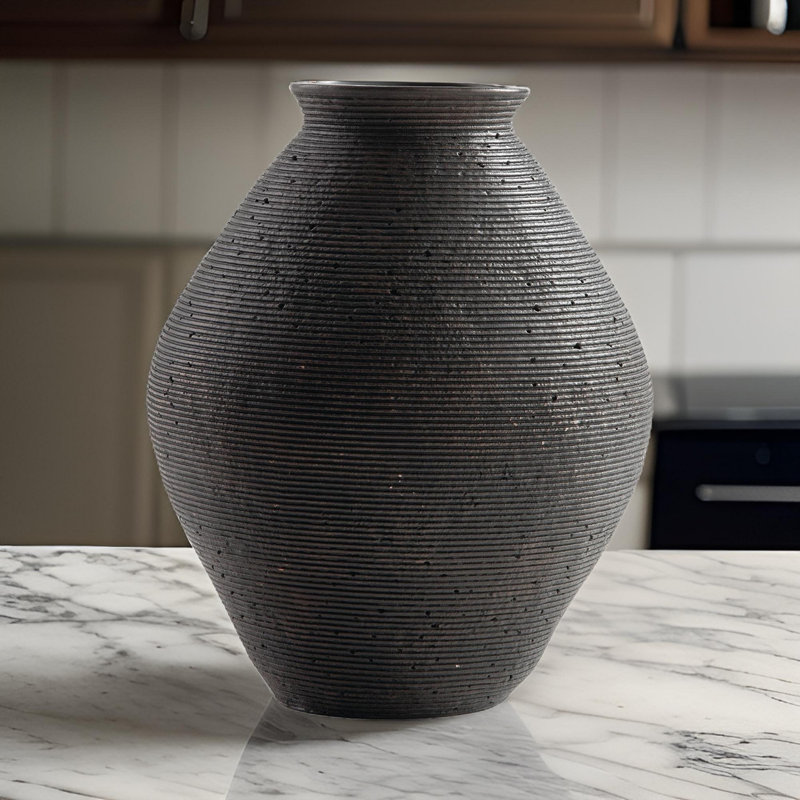 Elijaha Table Vase, 12" H x 10" W x 10" D, Antique Brown