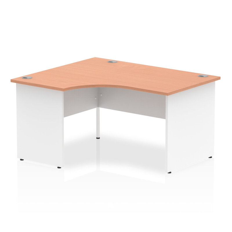 Impulse L-Shaped Computer Desk, Left Hand Facing, Beech/White, 73cm H x 140cm W x 120cm D