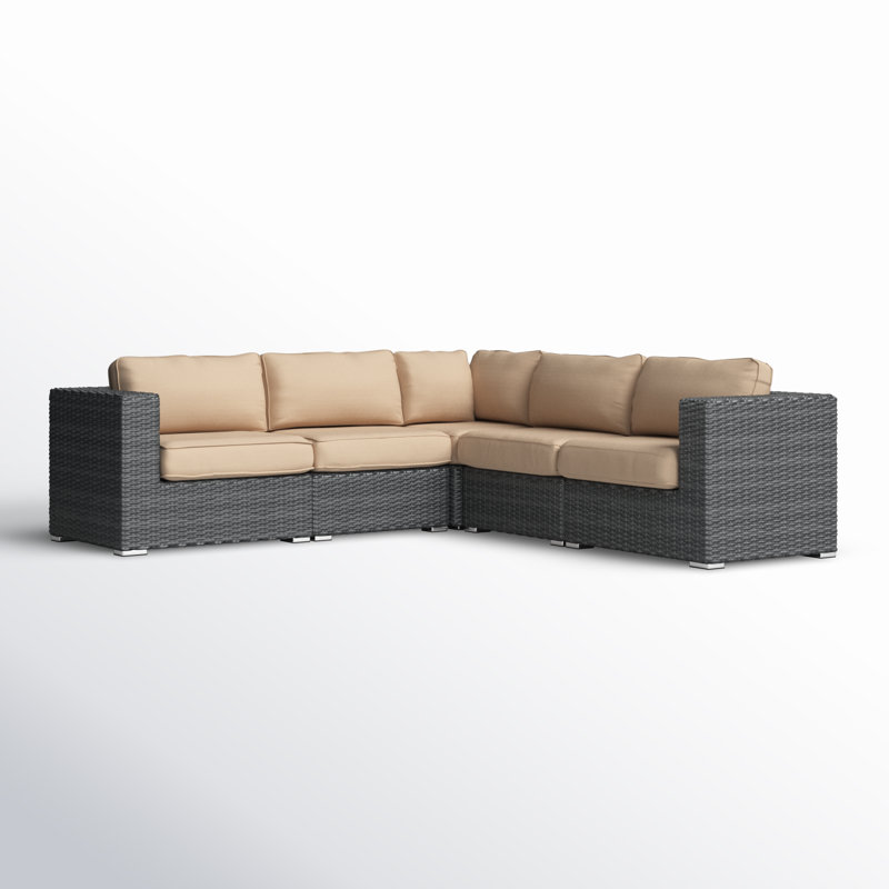 Canapé modulaire de patio avec coussins Ana entièrement assemblé, Beige Sunbrella, Mélange de gris