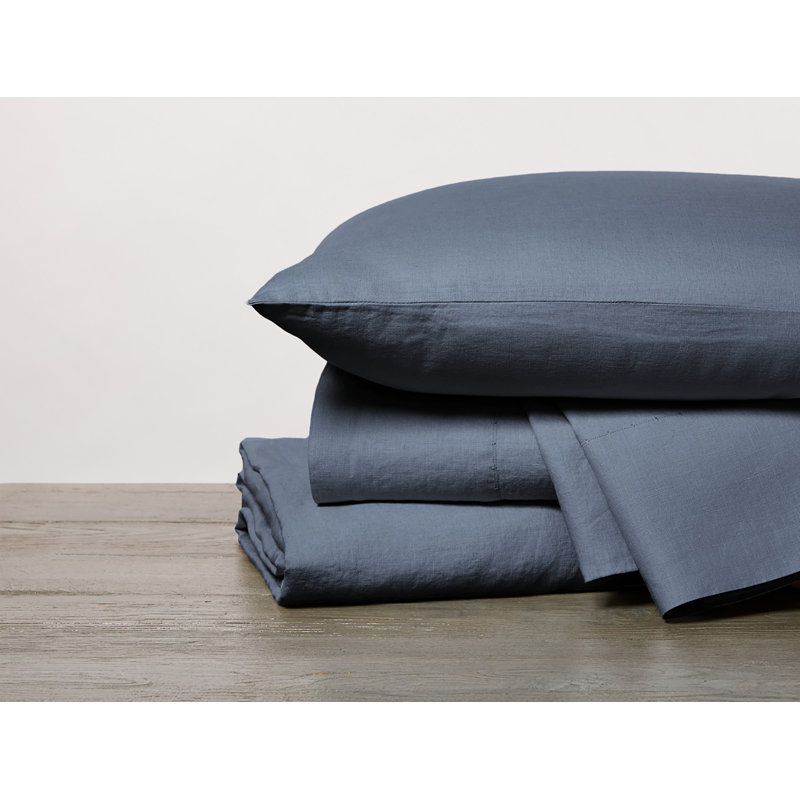 Harbor Blue Organic Cotton Percale Full Sheet Set