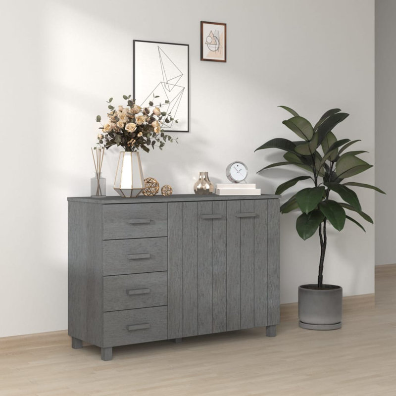 Hardev 113cm Solid Wood Sideboard, Dark Grey