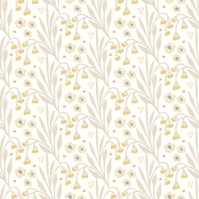 Meadow Stripe Spring Bloom Smooth Matt Wallpaper, Cream