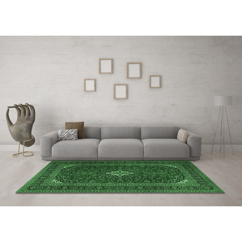 Tapis vert émeraude traditionnel Jevgenia 2410, Rond 3 pi