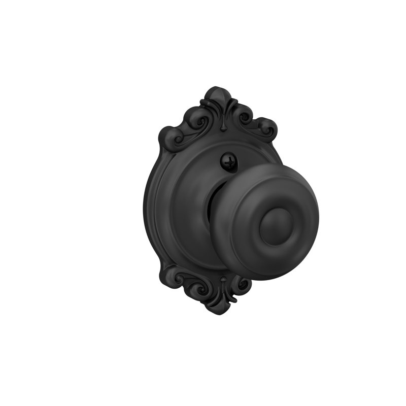 Georgian Hall and Closet Knob with Brookshire Trim, Matte Black