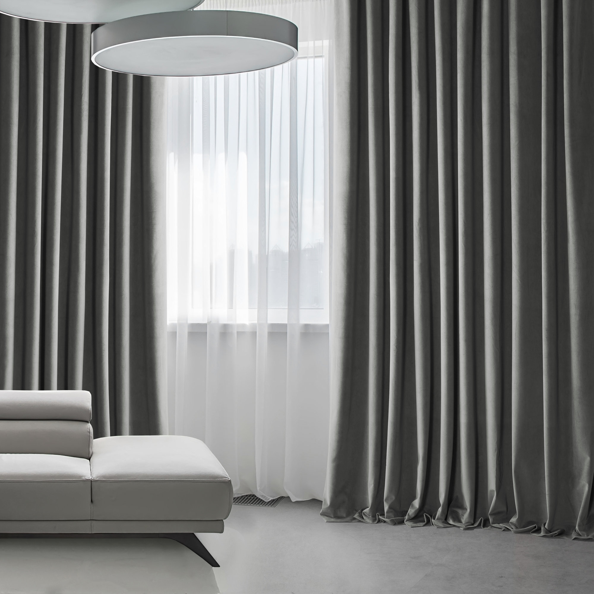 Matra Plush Velvet Curtains for Bedroom - Room Darkening Curtains for Living Room Window Single Panel, Destiny Gray
