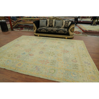 Tapis turc transitionnel en laine Oushak 9x12