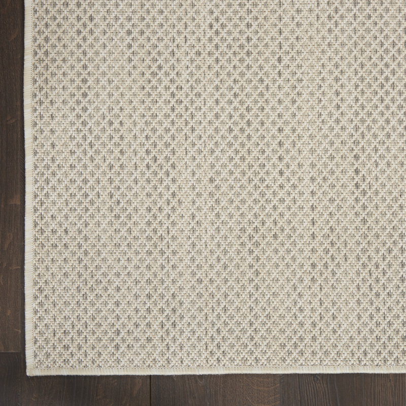 Tapis intérieur / extérieur ivoire / argent Anastasia, Rectangle de 10 pi x 14 pi