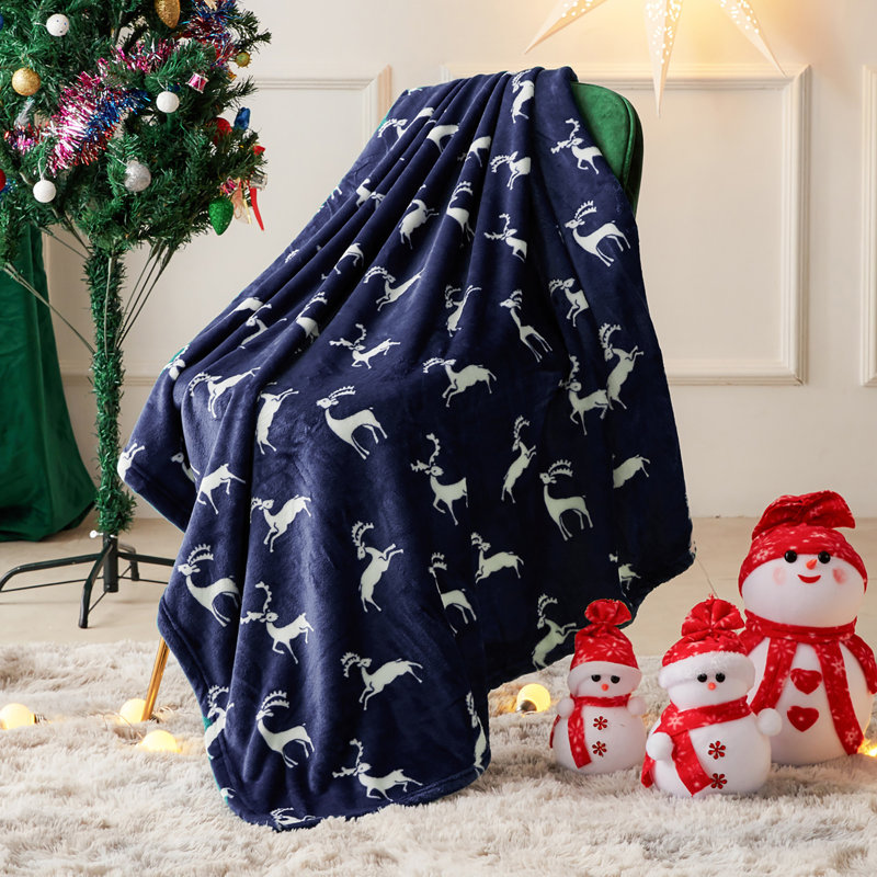 Knitted Throw Blanket, 50" W x 60" L, Navy