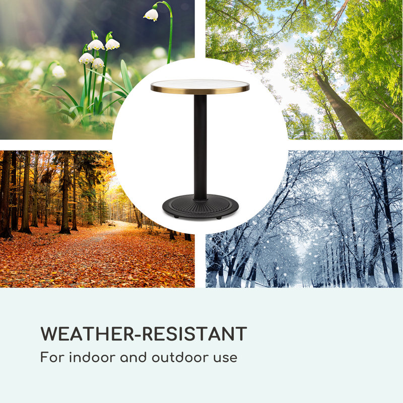 Round Stone Outdoor Bistro Table - 57.5 cm W, White/Black