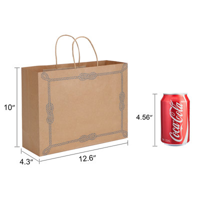50pcs Sacs en papier brun Sacs-cadeaux avec poignées Sacs de détail Sacs de fête Sacs en papier