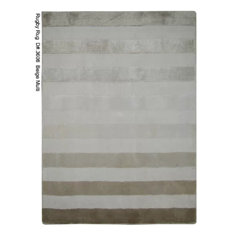 Rugby Striped Area Rug in Beige, Rectangle 10' x 14'