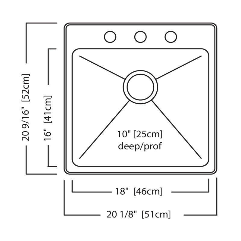 Évier à lessive encastrable L 20,13 po x l 20,56 po, 3