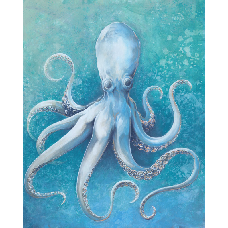 Blue Octopus - Painting Print, 76 cm H x 51 cm W, Wrapped Canvas