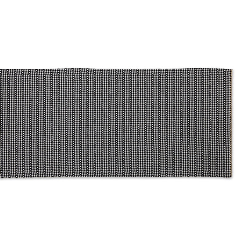 Pinard Gingham 100% Cotton Table Runner, 108" x 14", Black
