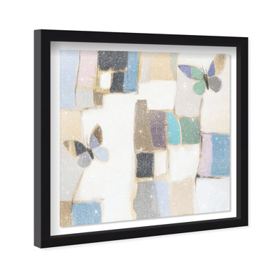 Bejewelled Butterflies Shadowbox Abstract Print by Oliver Gal, Black Frame, 12 x 12