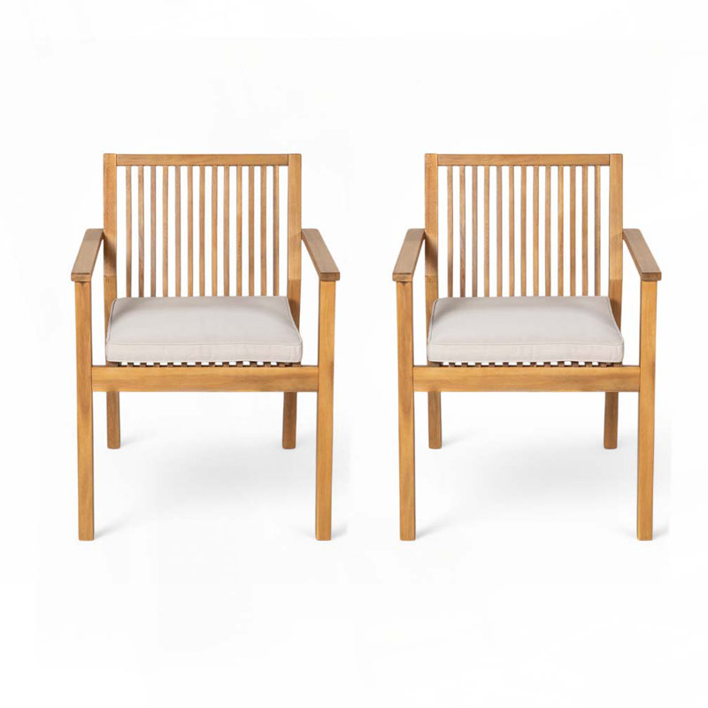 Chaises d'extérieur en bois d'acacia, Marron clair