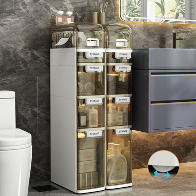 Tiroir de rangement moderne en plastique 4 tiroirs Elara (ensemble de 2)