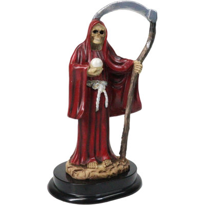 Figurine rouge Santa Muerte avec faux et patronne d'amour et de romance 5 po