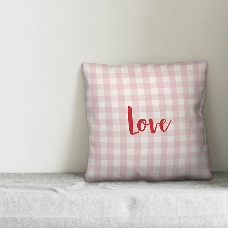  Coussin Love, Rose / Rouge, Housse de coussin