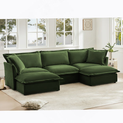 Comfortable Modular Sectional Sofa with Plush Pillows for Living Room