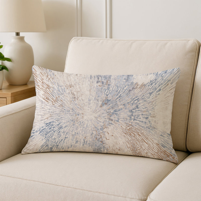 Coussin décoratif intérieur / extérieur gris Modern Modern, Grey/Beige/Brown Abstract, Rectangle H 25 po x l 18 po