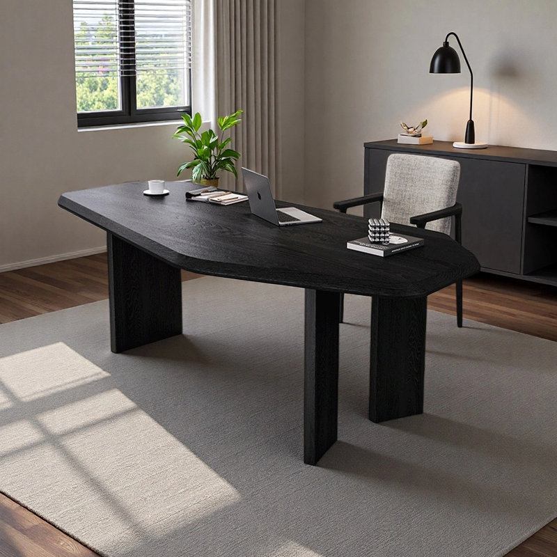 Bureau haut de gamme de forme unique, Noir, H 29,53 po x l 51,18 po x P 27,56 po