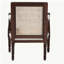 Fauteuil d'appoint traditionnel en tissu beige français et bois brun foncé