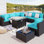 Ensemble de salon de jardin Bushrah pour 6 personnes avec coussins et table de foyer