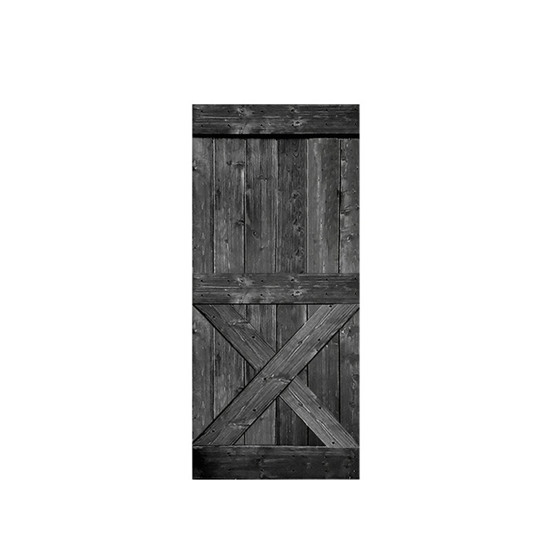 Porte de grange en bois lambrissé sans trousse de quincaillerie d’installation, H 84 po x l 42 po x P 0,5 po, Gris métallisé