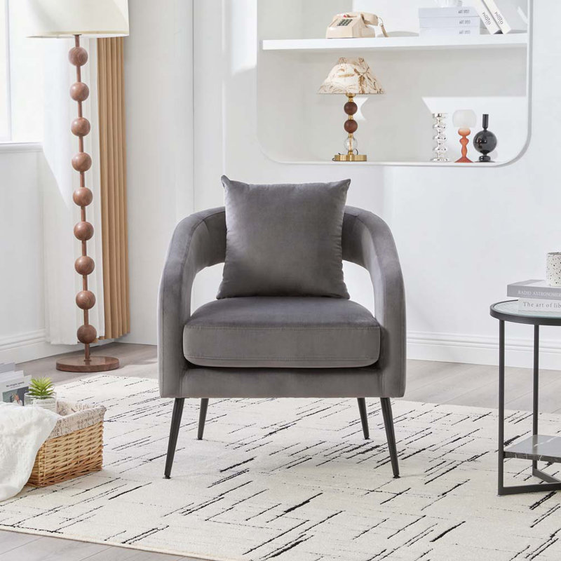 Chaise d'appoint rembourrée en velours, Gris anthracite