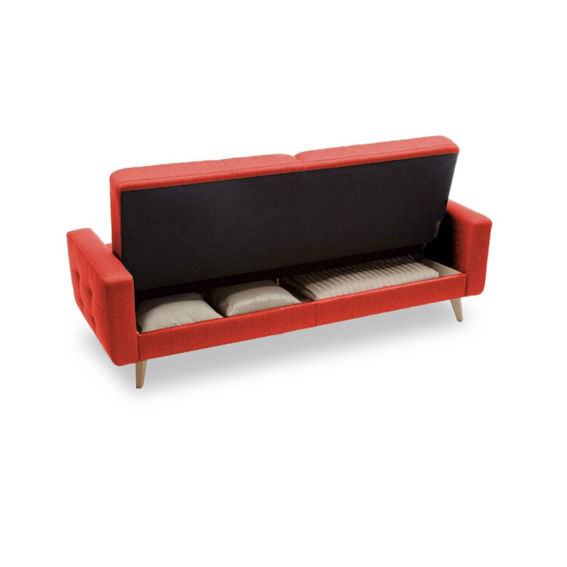 Canapé-lit Nappa avec rangement, Terre cuite / 100% polyester