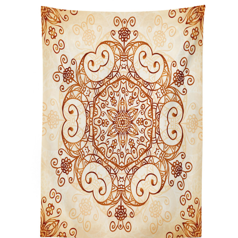 Swirled Damask Flower Baroque Tablecloth, 70" L x 52" W