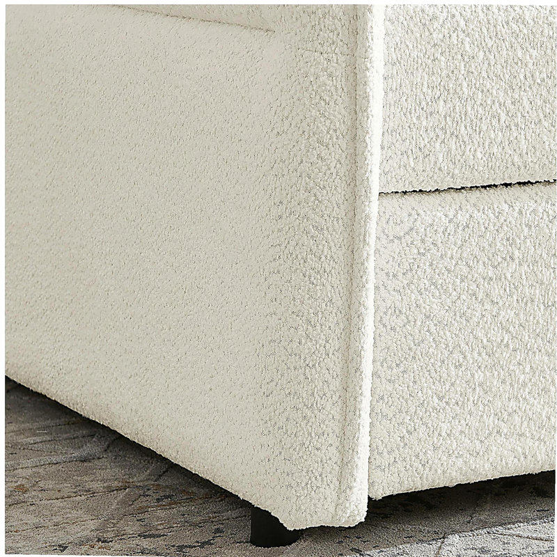 Daybed with Trundle Upholstered Tufted Sofa Bed, Full Size, Boucle Fabric, Beige(83"x58.5"x29.5"), Full/Double