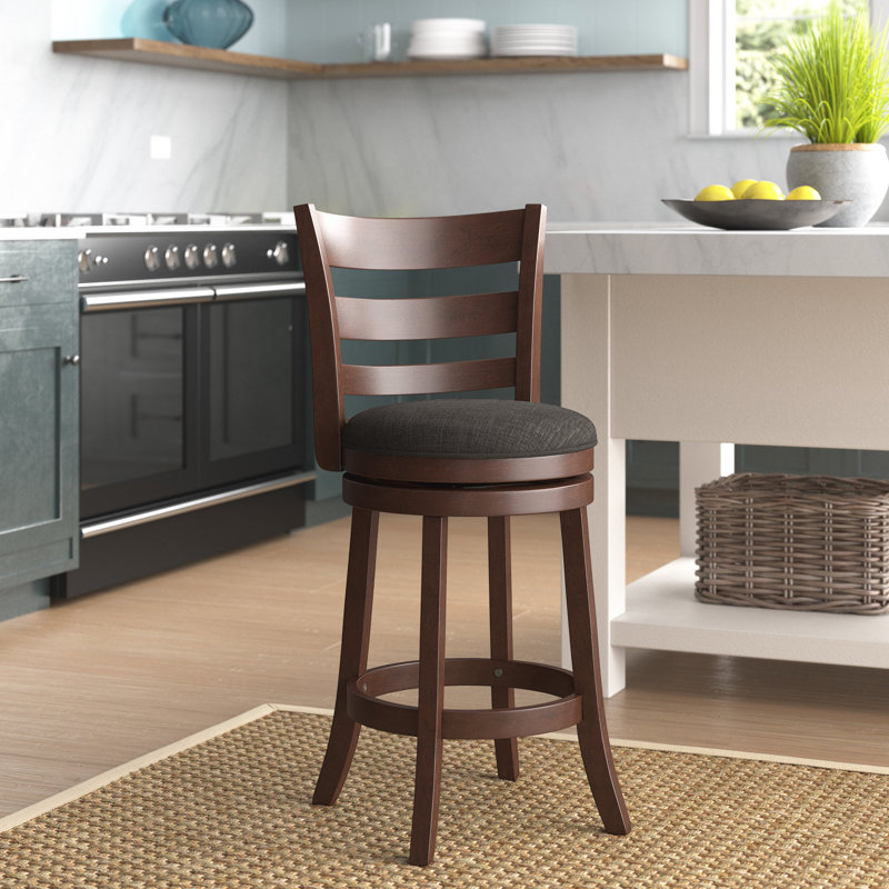 Tabouret de bar et de comptoir pivotant Adelynn, Tissu gris foncé, Tabouret de comptoir (hauteur du siège de 24,37 p