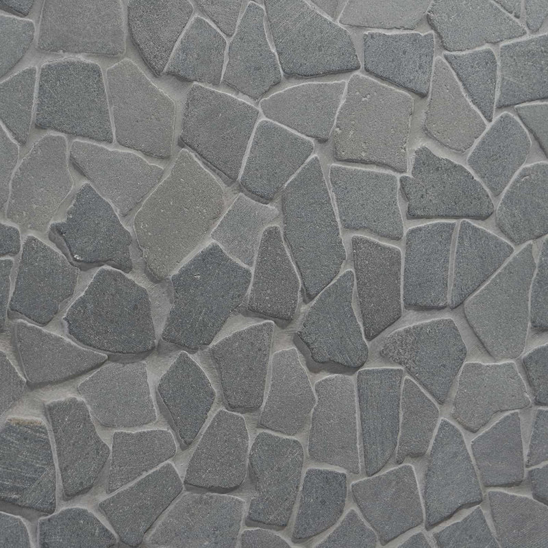 Nature 12x12 Tumbled Pebble Tumbled Mosaic Tile, Lava Black