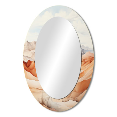 Saharas Desert Silence - Pink Modern Oval Wall Mirror