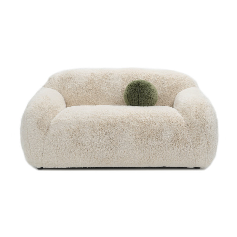 Canapé moelleux de 66 po avec coussin - coussin 2 places rembourré au design minimaliste arrondi, confort moelleux semblable au nuage, rembourrage de soutien pour le salon, la chambre à coucher et la lecture