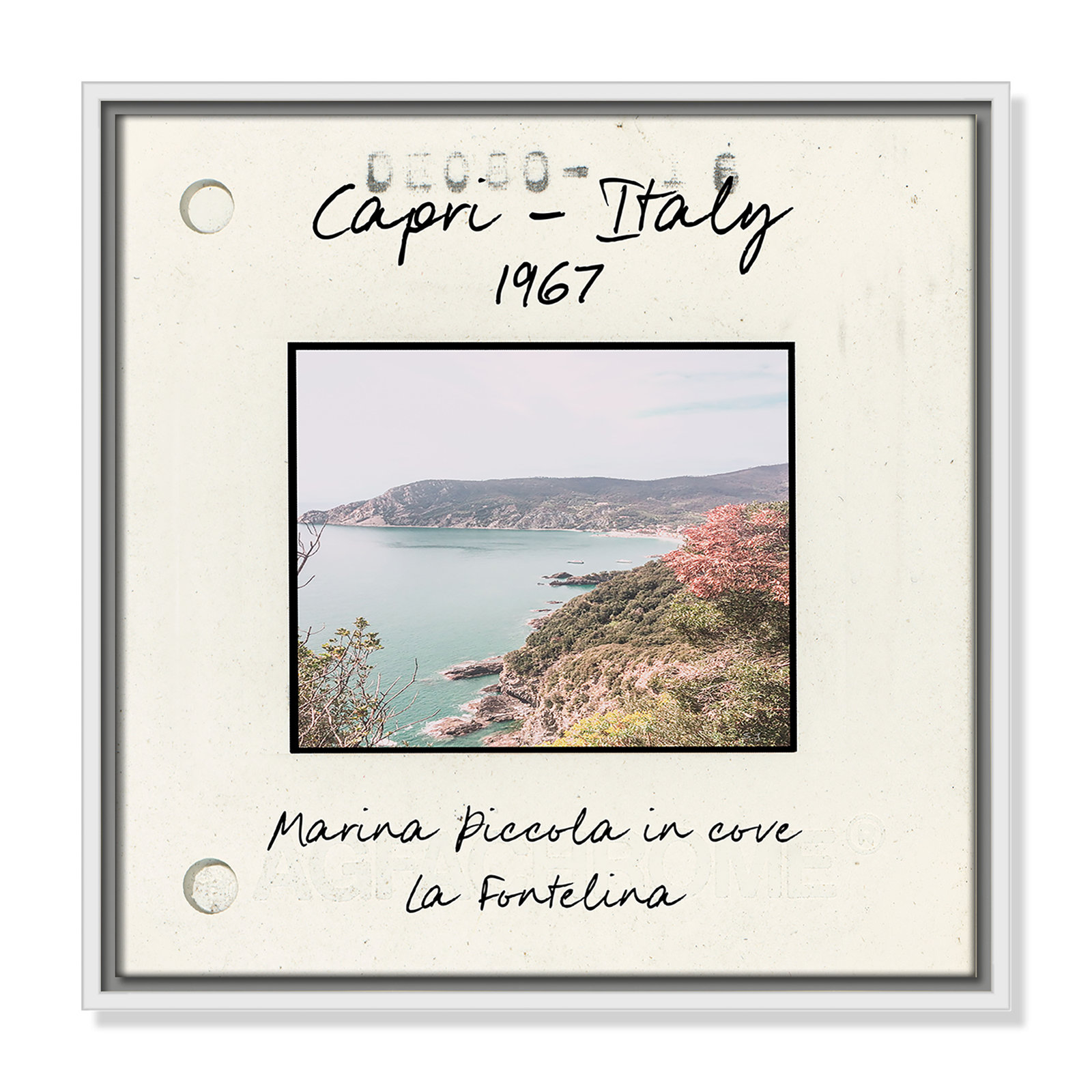 Ritona "Capri, Italy - Marina Piccola" Print, White Floater Framed Canvas, 17.5" H x 17.5" W x 2" D