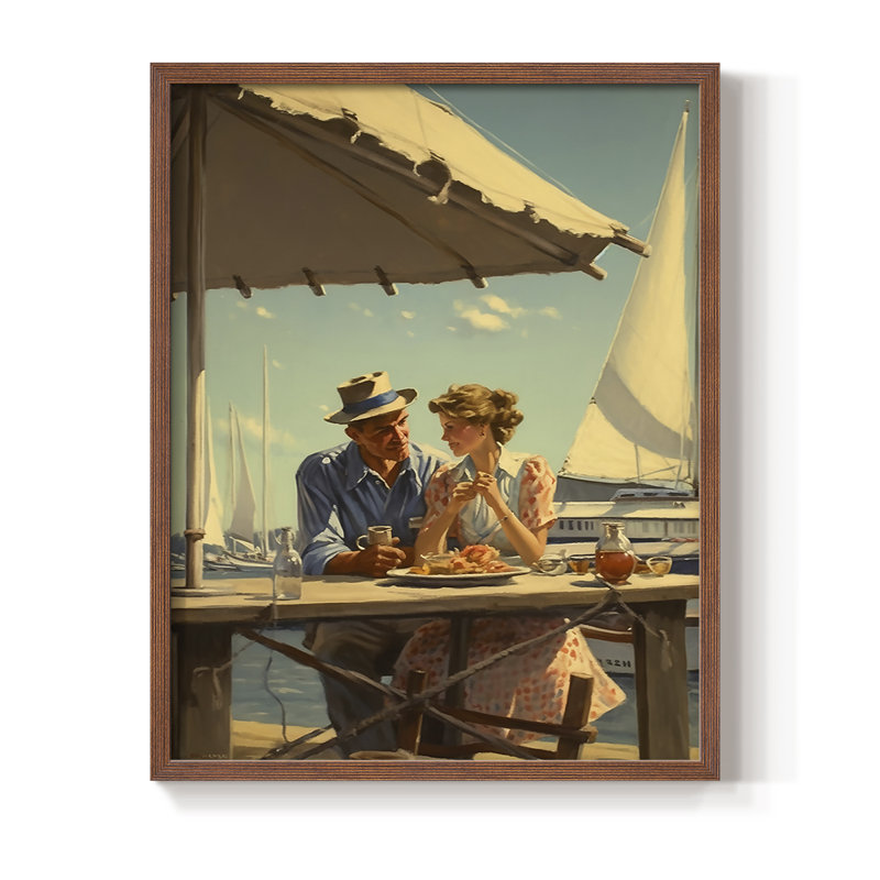Série NAUTICAL DCxxxix, reproduction encadrée - bois massif, Noyer, H 21 po x l 17 po