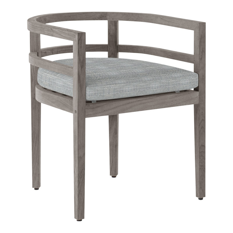 Santa Barbara Patio Dining Armchair with Cushions, No Welt, Rollo Silver, Oyster Teak