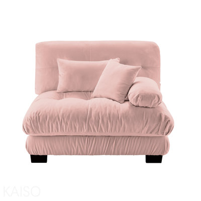 Canapé modulaire sans accoudoirs en chenille rose