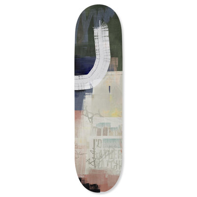 Art mural moderne abstrait en acrylique avec planche à roulettes par Notoriart, 8 x 32, bien que l'amour