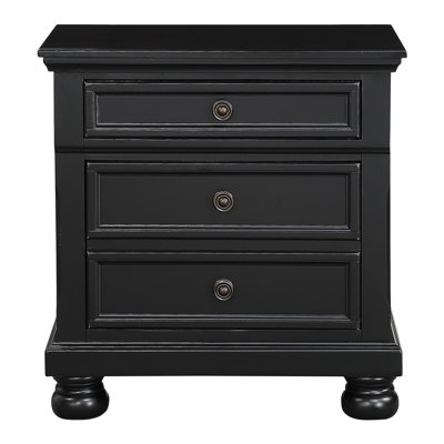Ensemble de 2 tables de chevet en bois d'ingénierie noir traditionnel