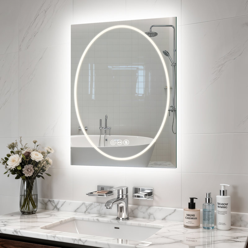 Debroh Wall LED Bathroom Mirror Backlit, 60 cm x 80 cm