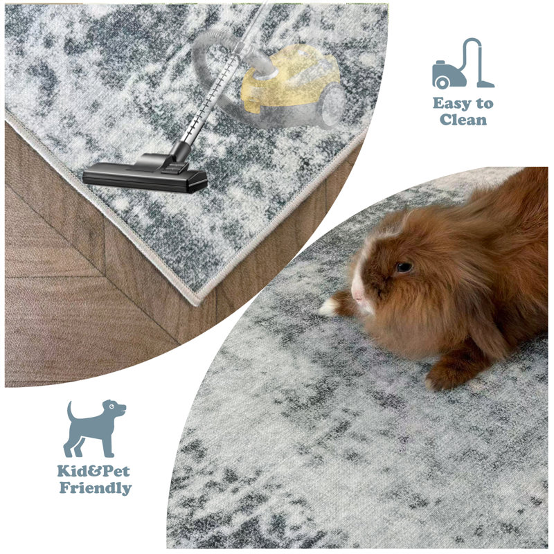 Pet Friendly  Industrial-style abstract art carpet, Rectangle 2' x 3'