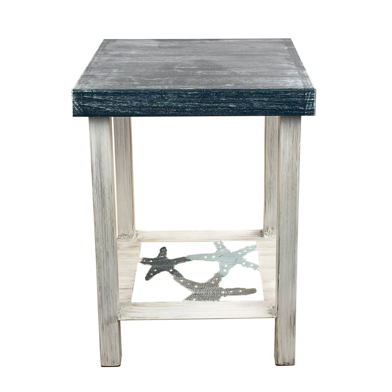 Chaudhry Solid Wood Top End Table, Grey