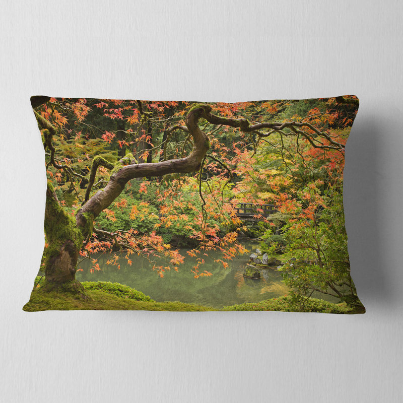 Landscape Japanese Garden Fall Season Pillow, Rectangle, 12" x 20"